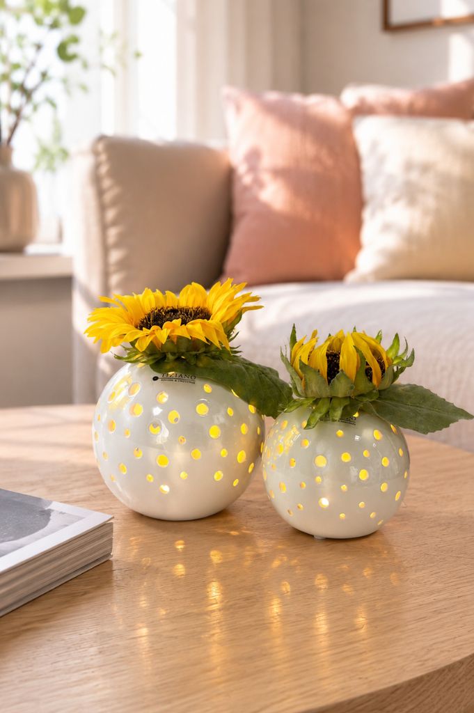 Dekoset Lichtkugel Padova LED mit Sonnenblume