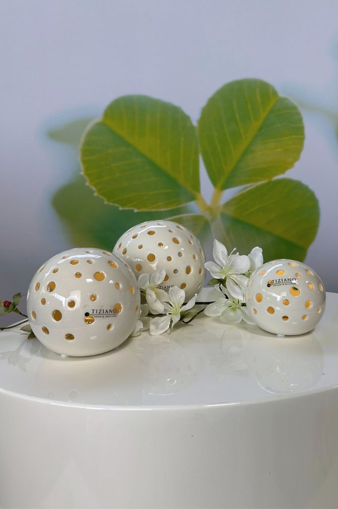 3er Set Lichtkugel Padova creme-weiß