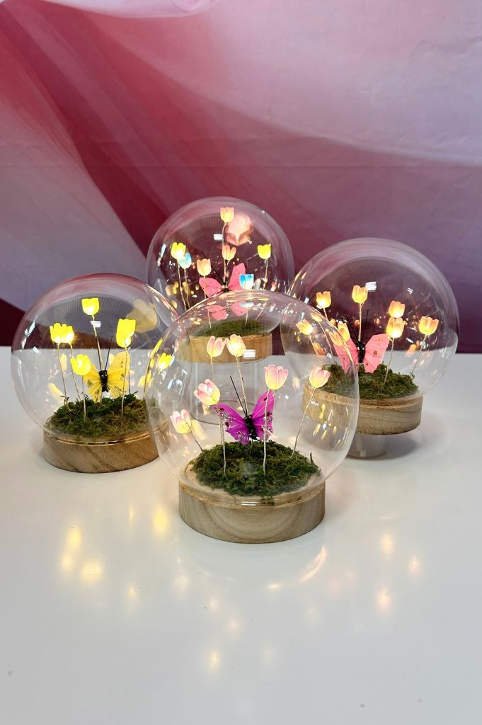 Deko Lichtkugel LED mit Schmetterling+Blumen