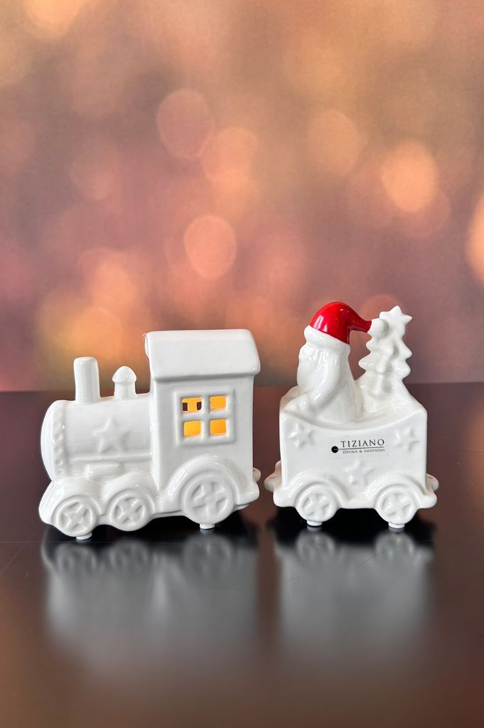 Deko Zug Lukas mit Waggons 4fach creme-weiß