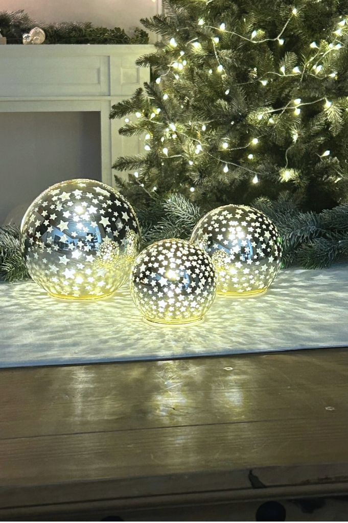 3er Set LED Glaskugel Lumina gold