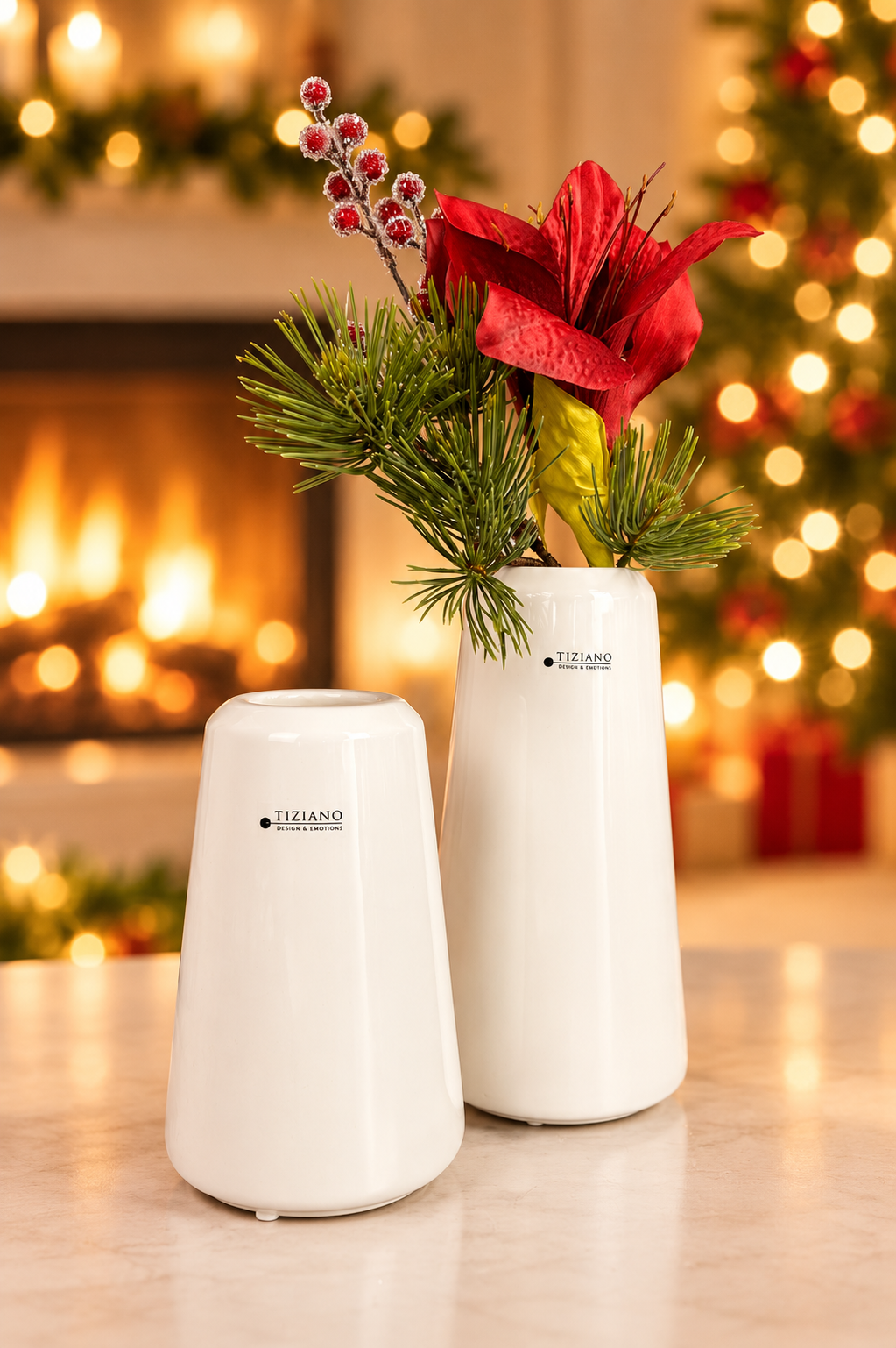 Vase Luminara creme-weiß