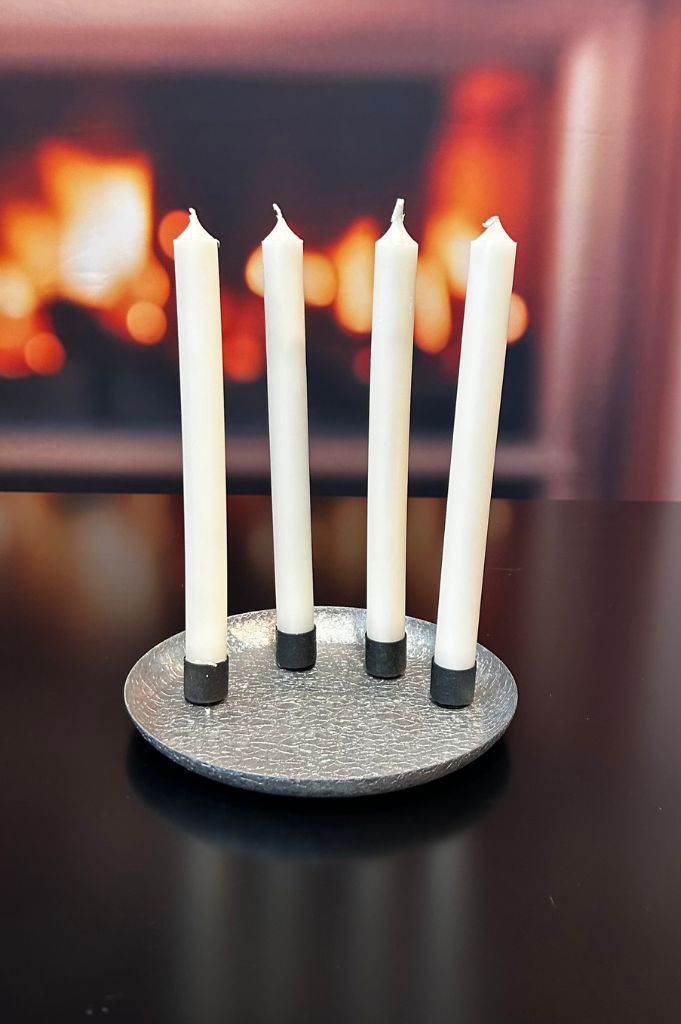 Magnetteller Silber für Stabkerzen Advent
