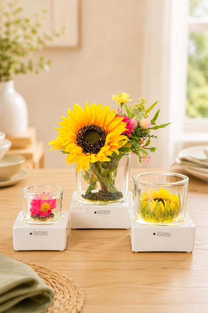 Dekoset Tischlicht Mantova LED+Sonnenblume