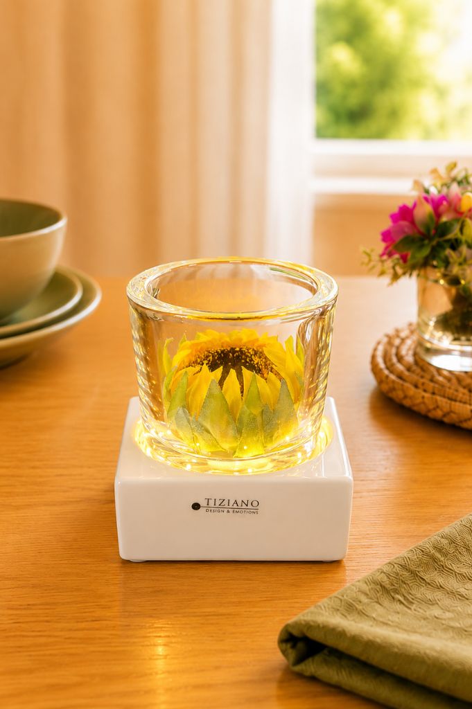 Dekoset Tischlicht Mantova LED+Sonnenblume