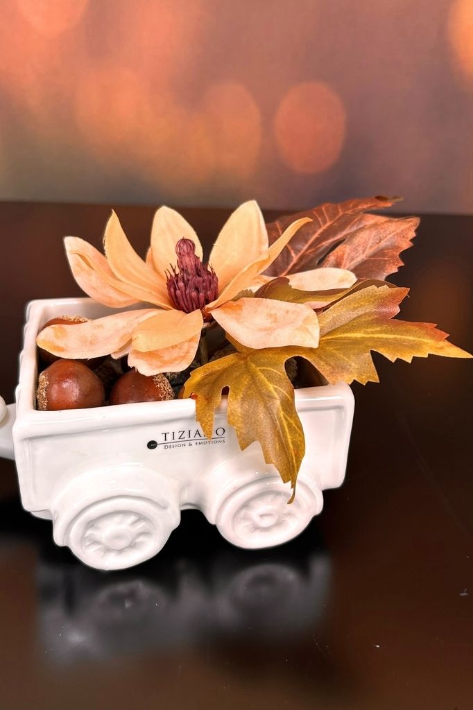Traktor m.Anhänger Marradi 30cm creme-weiß