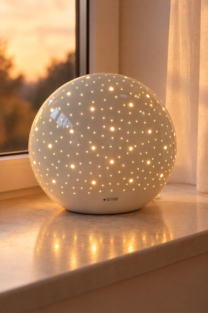 Lampe Mendini oval weiß creme