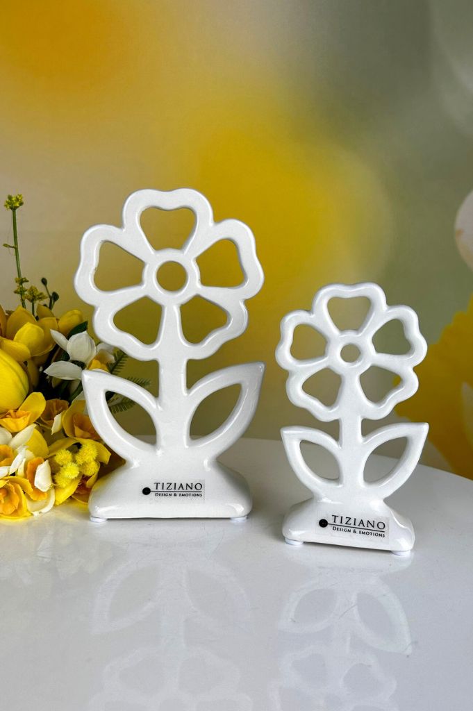 Deko Blume Mesola rund creme-weiß