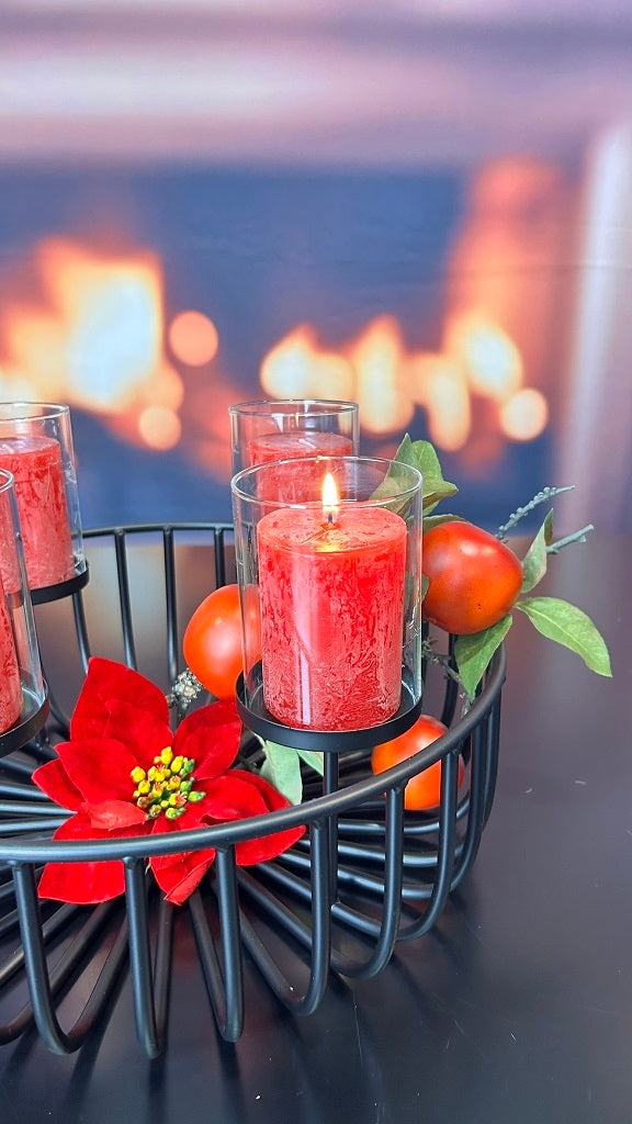 Deko Metall Kerzenleuchter rund 35cm schwarz