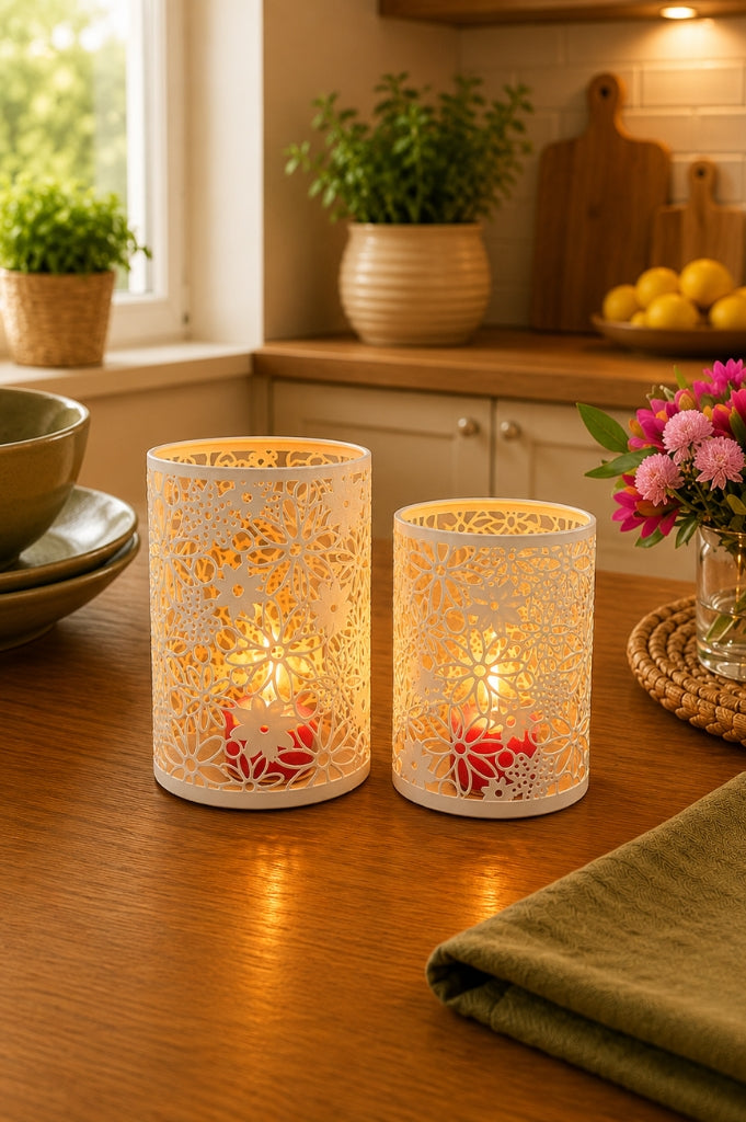 Metalllicht Fiori creme-weiß