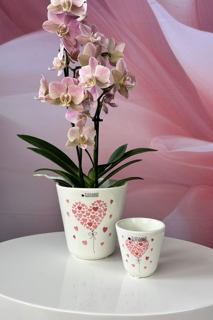 Kübel Navelli creme-weiß mit Herzen