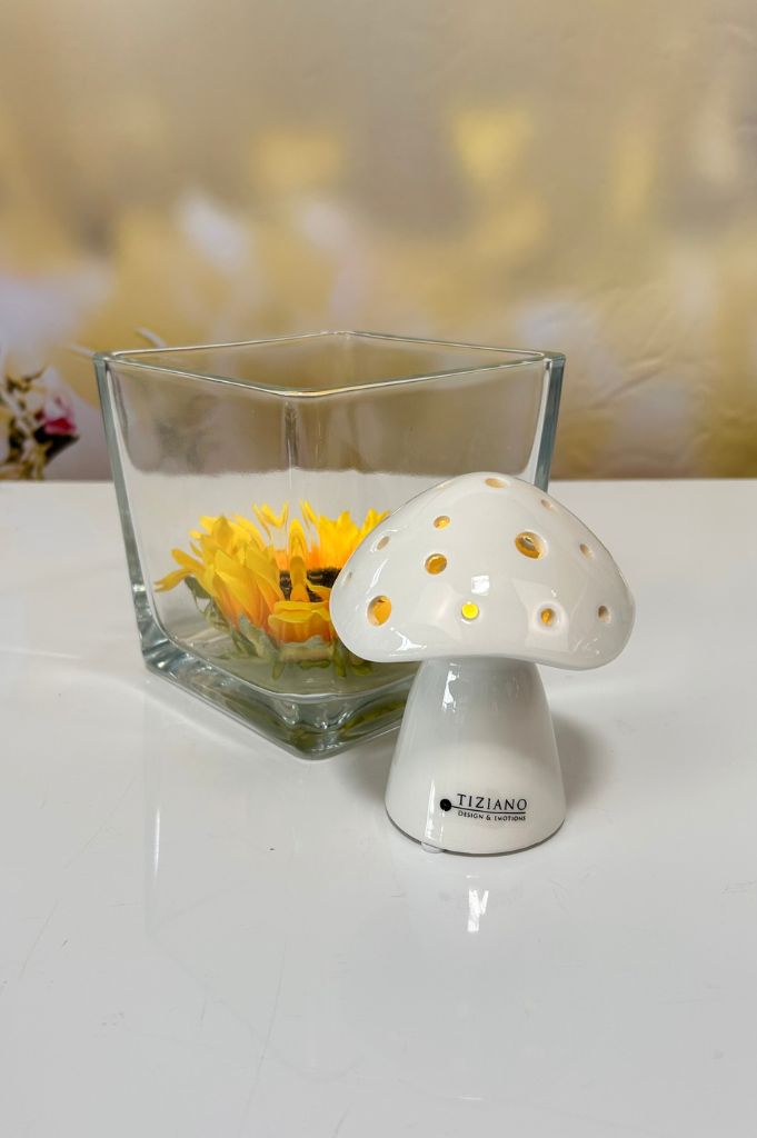 Dekoset Glas Alone mit LED Pilz und Sonnenblume