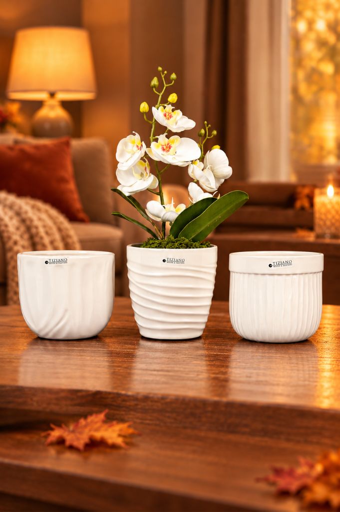 Orchideenkübel Formello 13cm creme-weiß