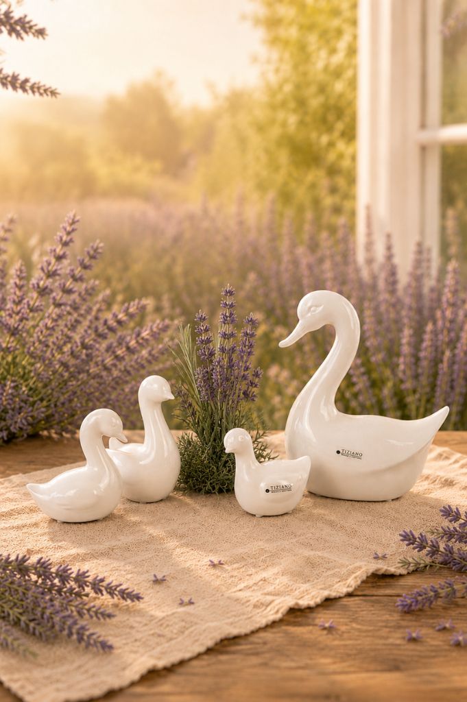 4er Set Deko Gänsefamilie Papina creme-weiß