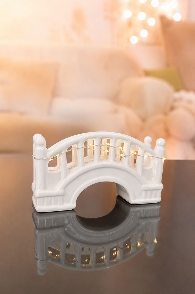 D24 Deko Brücke Passagio LED 20cm creme-weiß