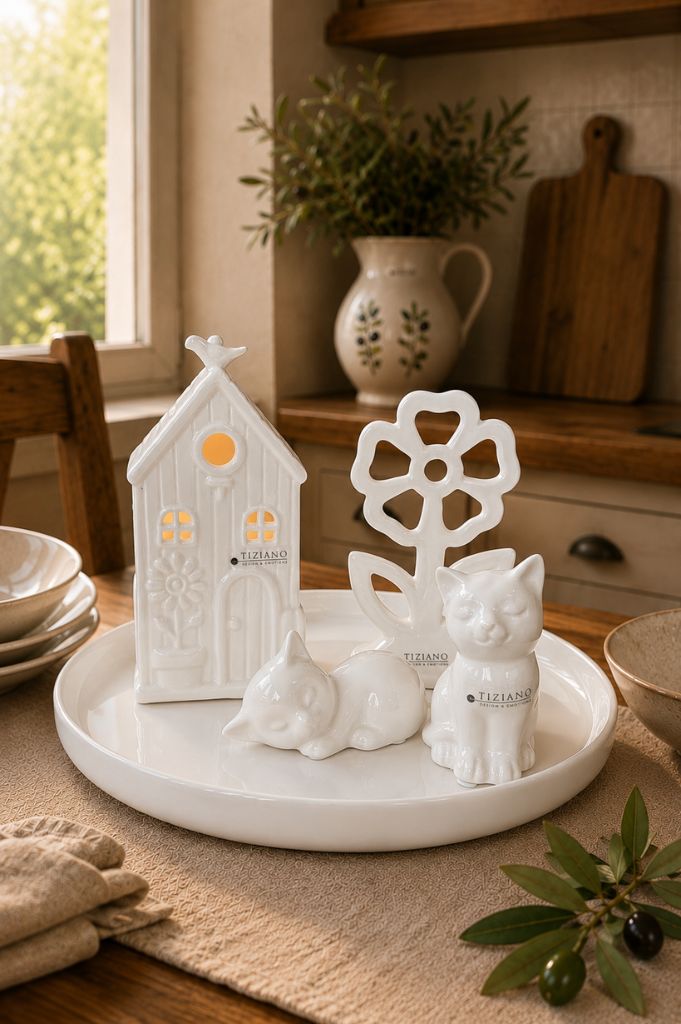 Dekoset Teller Pellano+Katze Bella+Sadira+Haus Vita LED