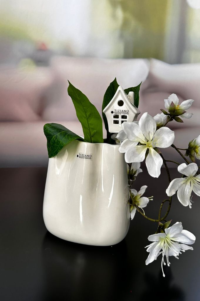 Stecker Minihäuser creme-weiß