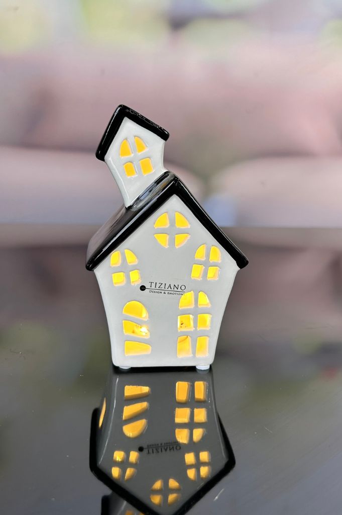 J17 Deko Haus Pilato LED 15cm creme-schwarz