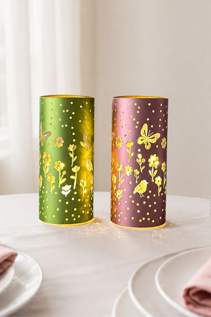 2er Set Dekolicht Polline LED 20cm rosa + grün