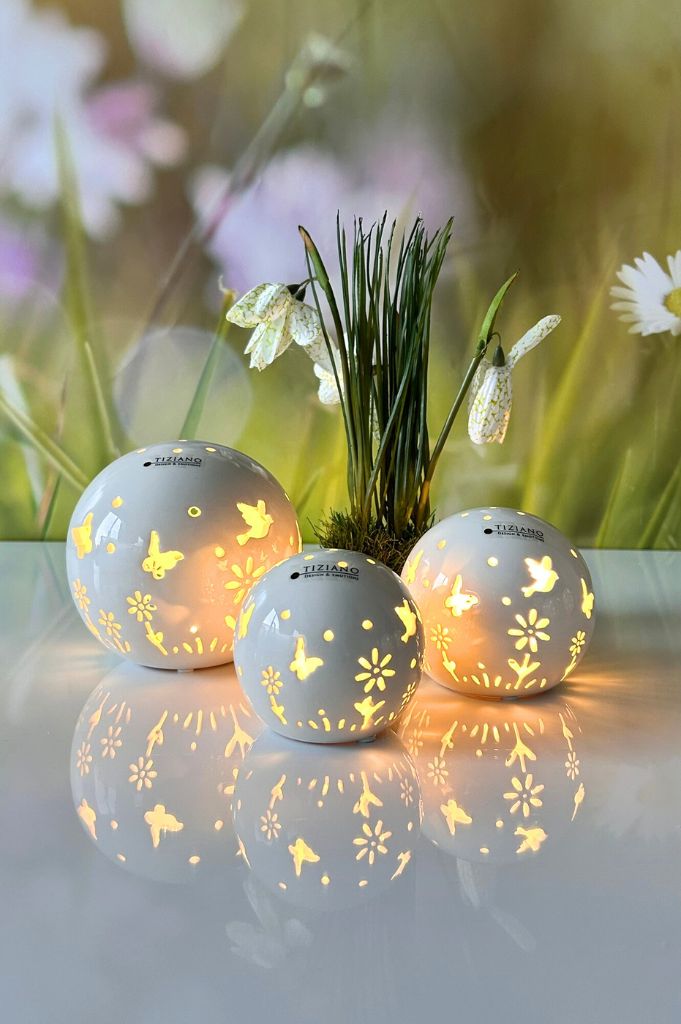 Vorverkauf: 5er Set Deko Lichtkugel Polline LED 8-18cm