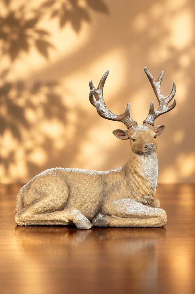 Deko Hirsch liegend 42cm braun