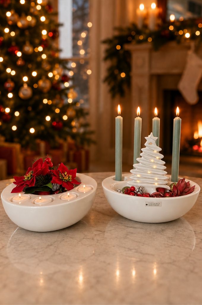 Adventsschale Raveo für Teelicht creme - weiß