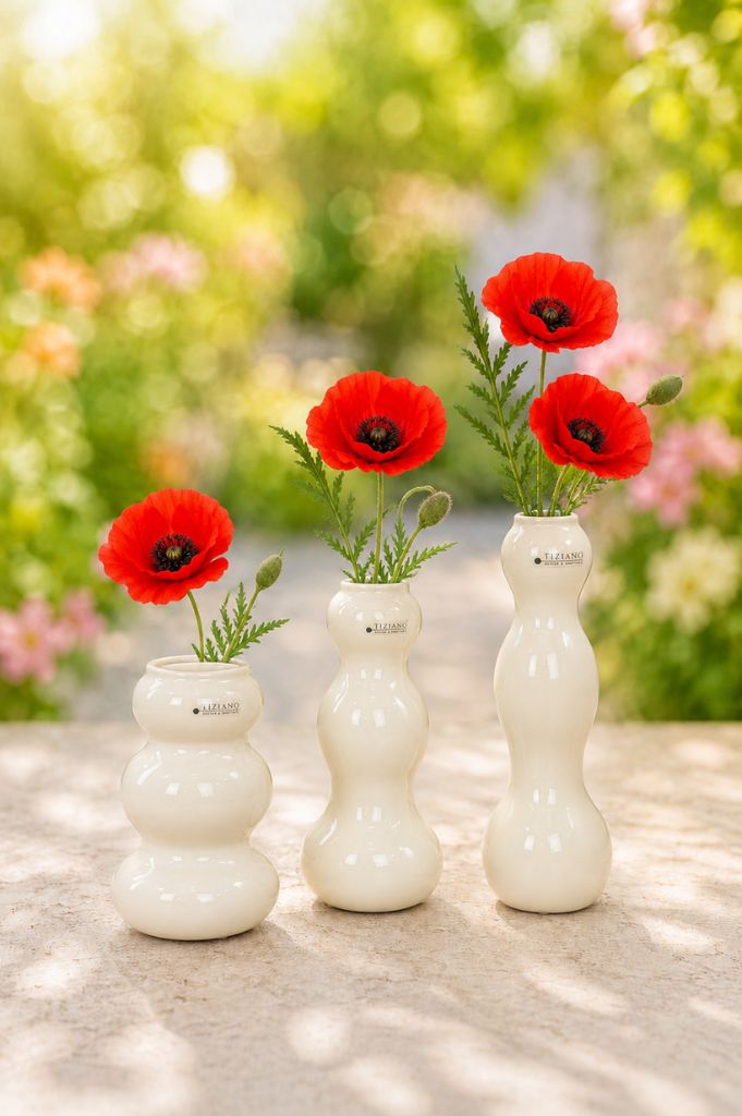 Vase Ronda creme-weiß