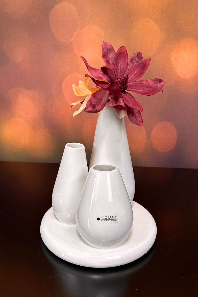 3er Multivase Rosalia creme-weiß