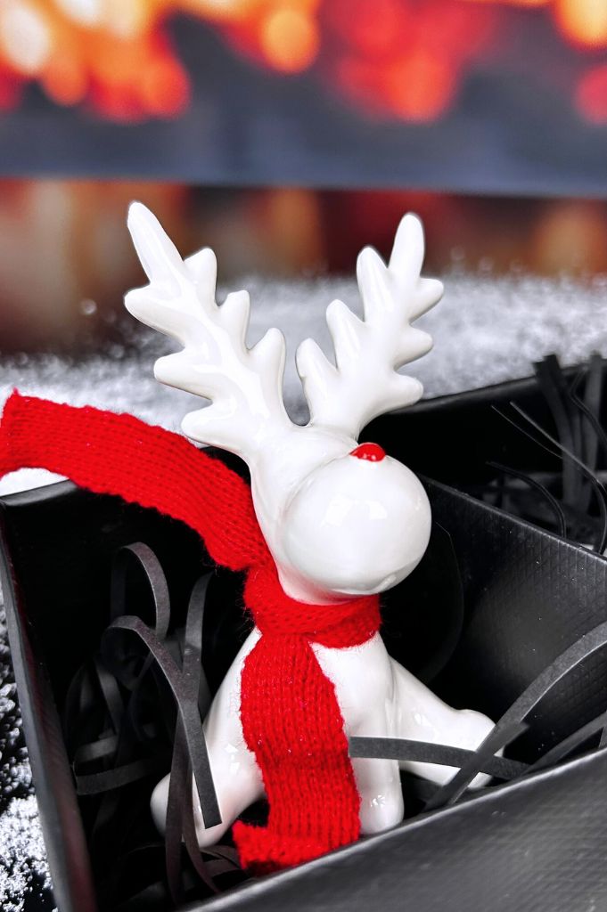 3er Set Rentier Rudolph 12cm creme-weiß mit Schal