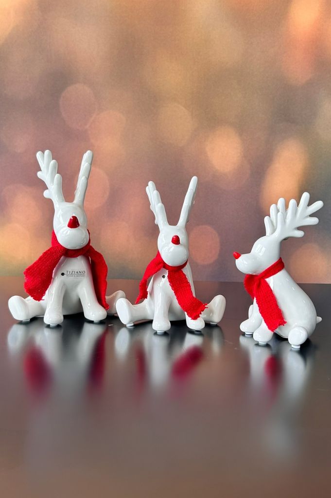 Deko Rentier Rudolph sitzend creme-weiß