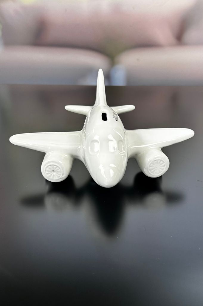 Spardose Flugzeug Soldo 13cm creme