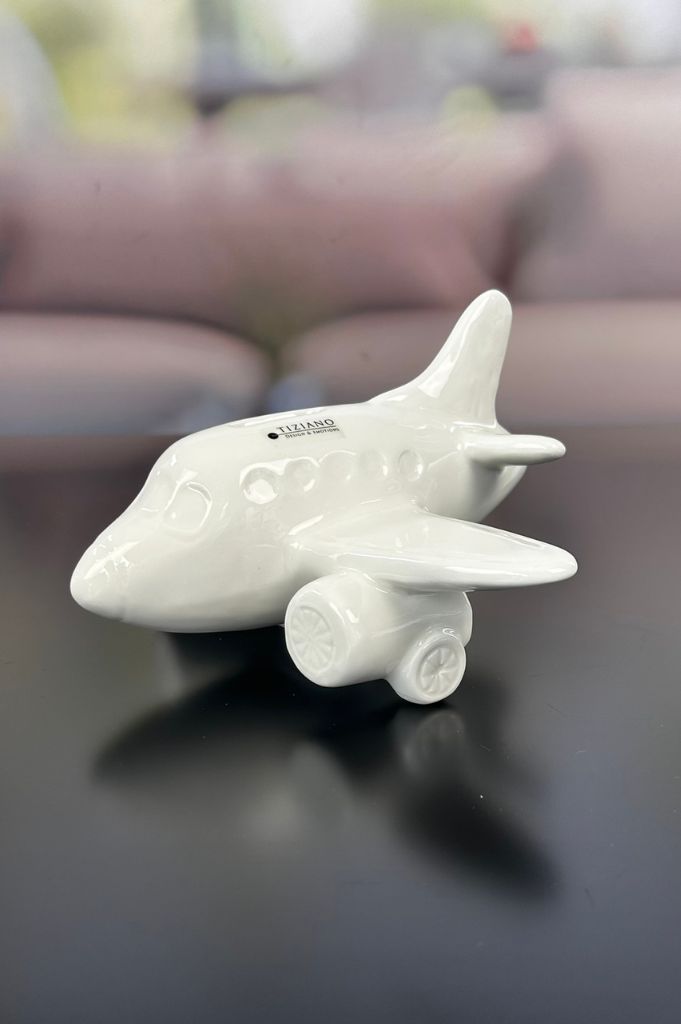 Spardose Flugzeug Soldo 13cm creme