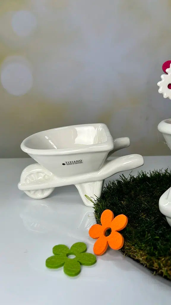 Schubkarre Deruta creme-weiß