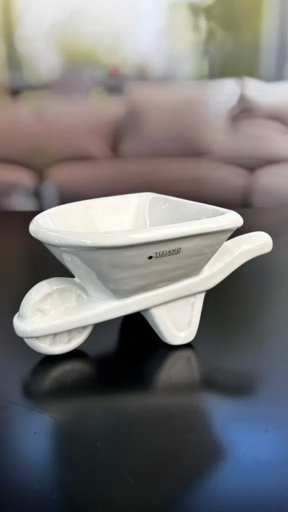 Schubkarre Deruta creme-weiß