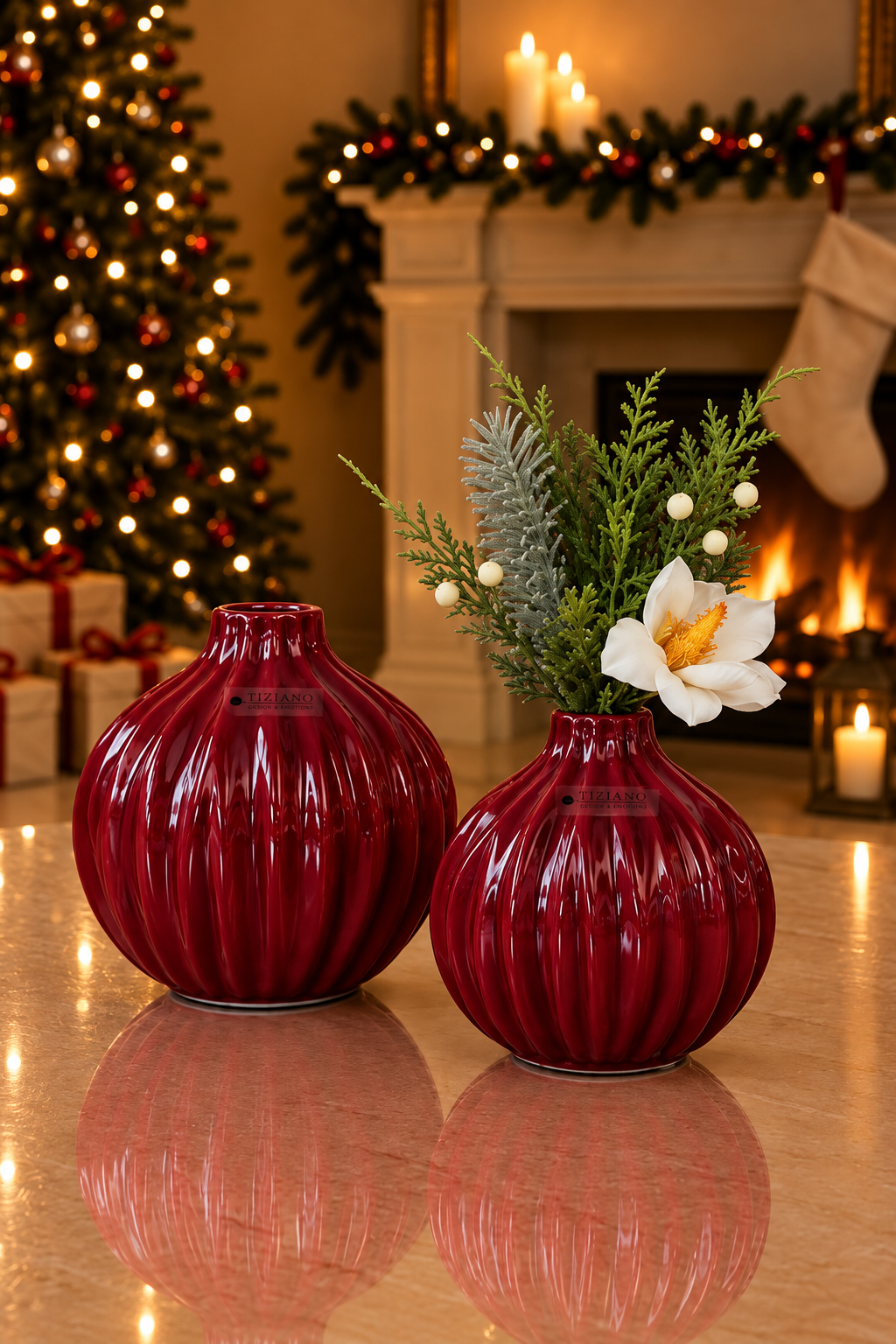 Vase Siena bauchig rot