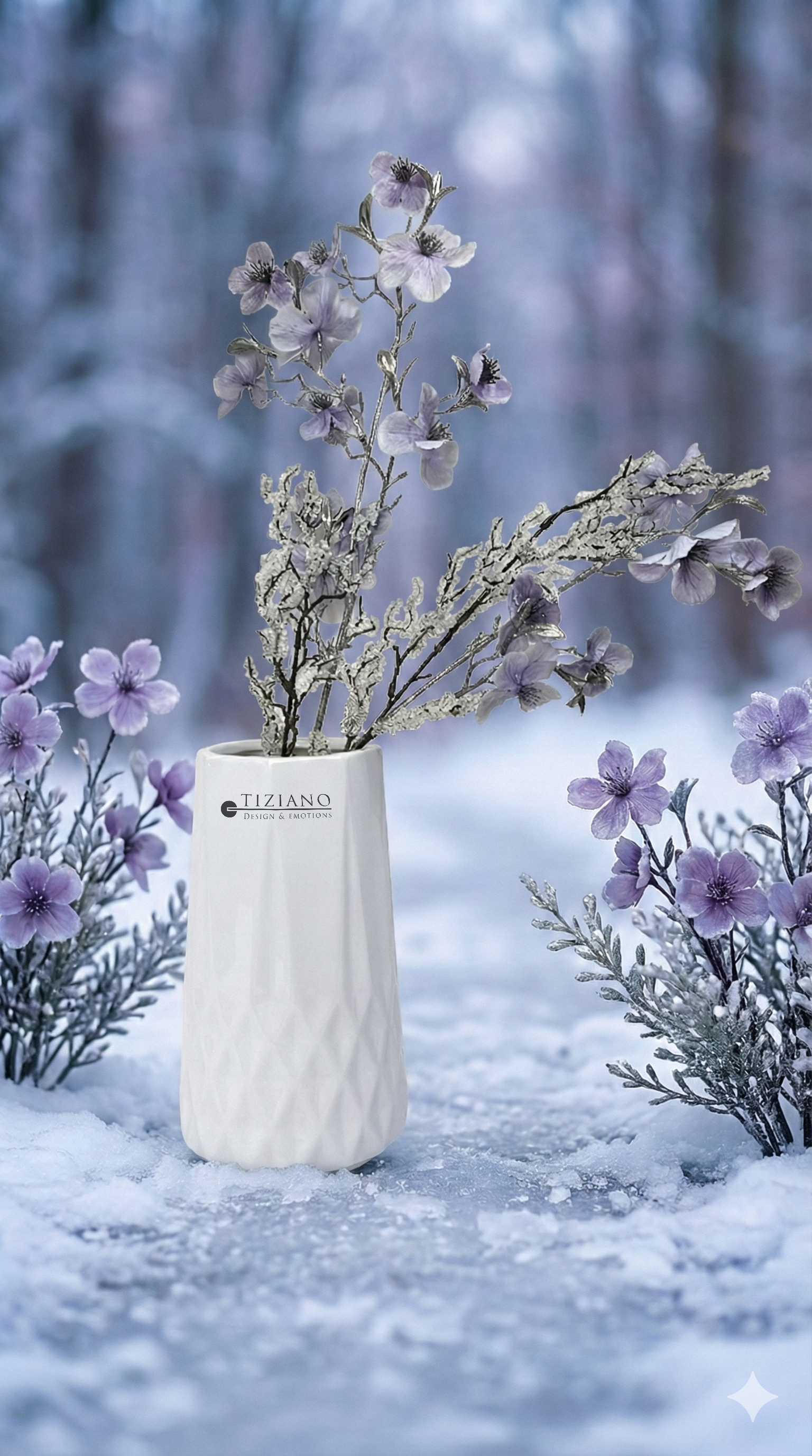 Dekoset Vase Cristale mit Zweigen