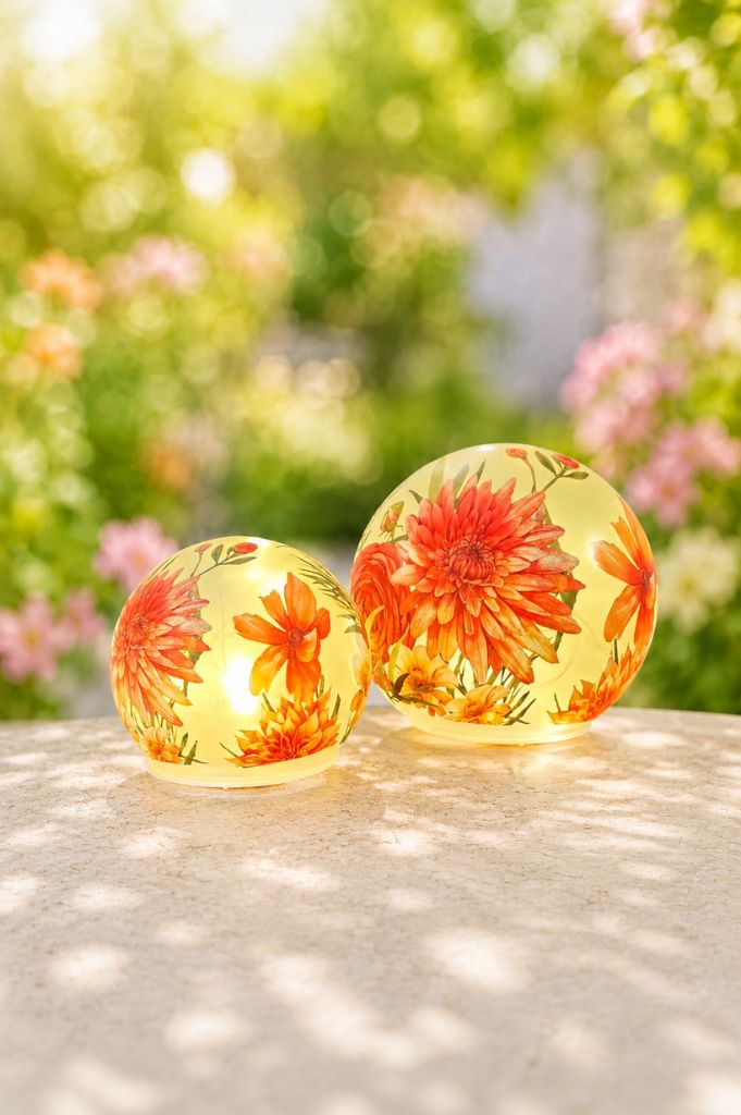 2er Set Lichtkugel Sommerblume 12+15cm