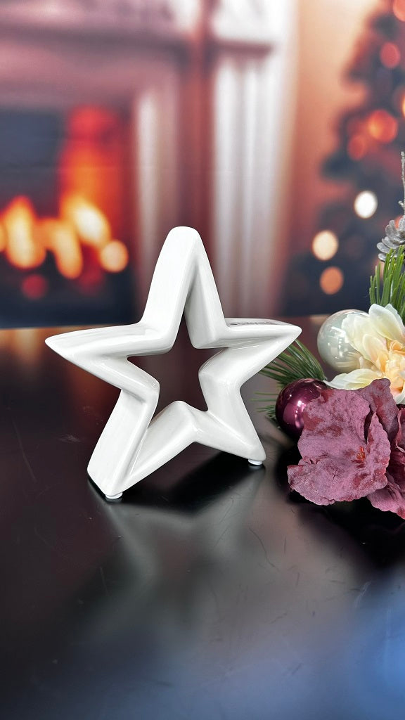 Deko Stern Cascata creme-weiß