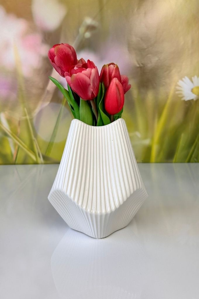 Vase Stripes 18cm creme-weiß & schwarz