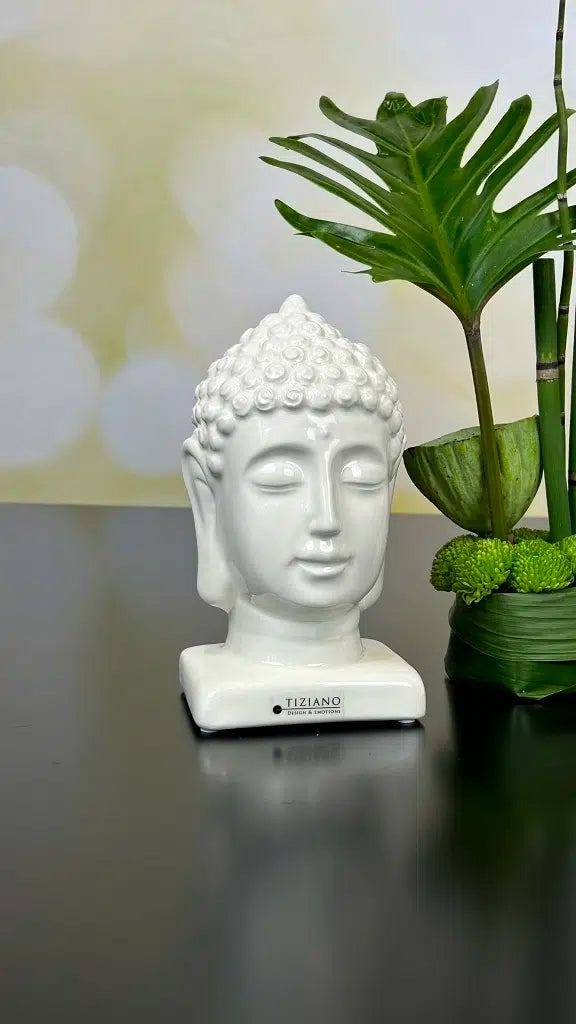 Buddha Kopf Sumana creme-weiß