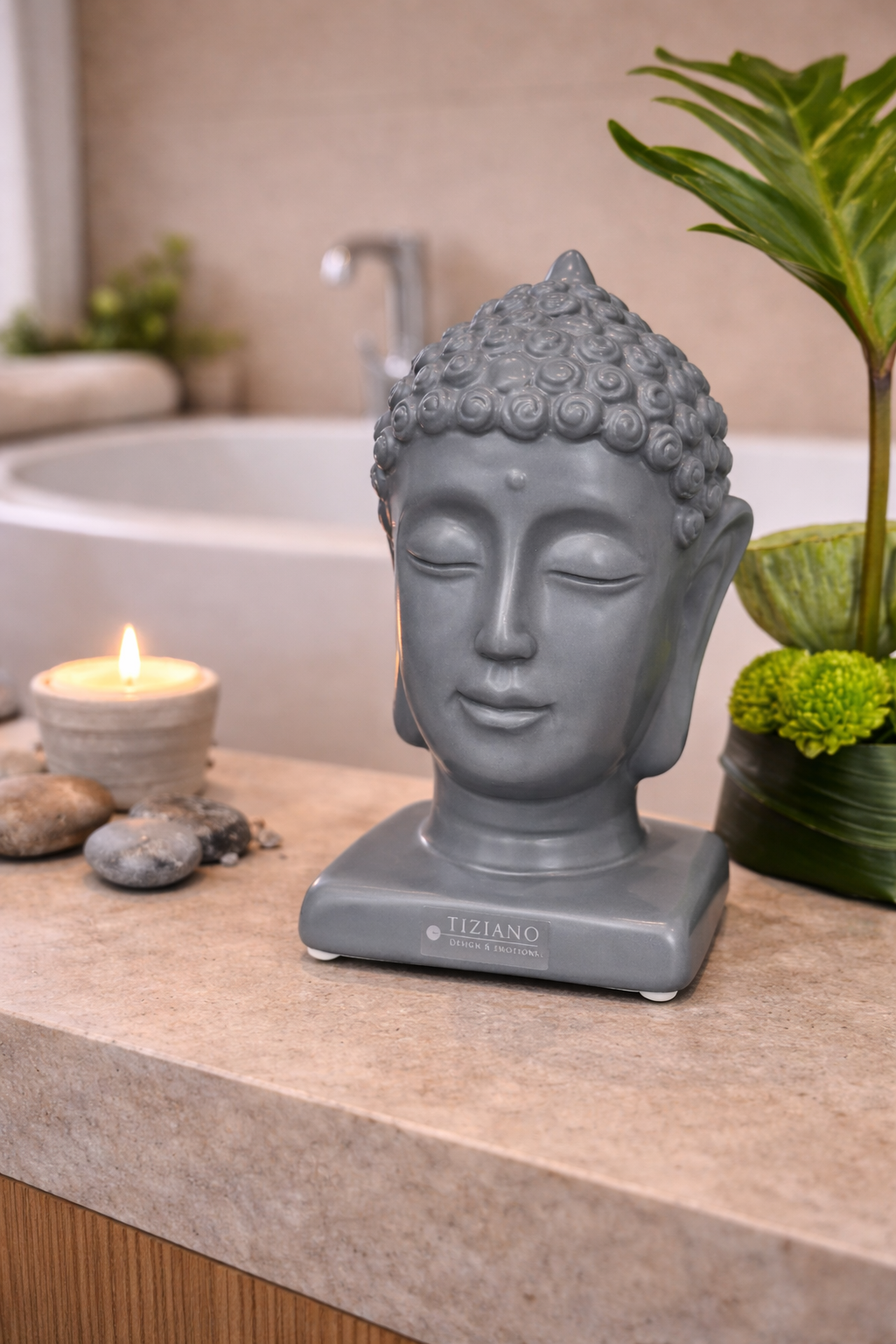 Buddha Kopf Sumana anthrazit