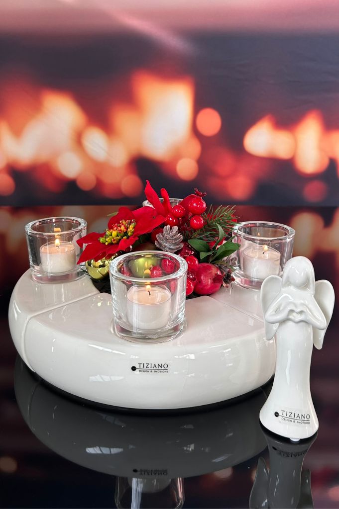 Adventskranz Swing 31cm 4 geteilt mit Marit Glas
