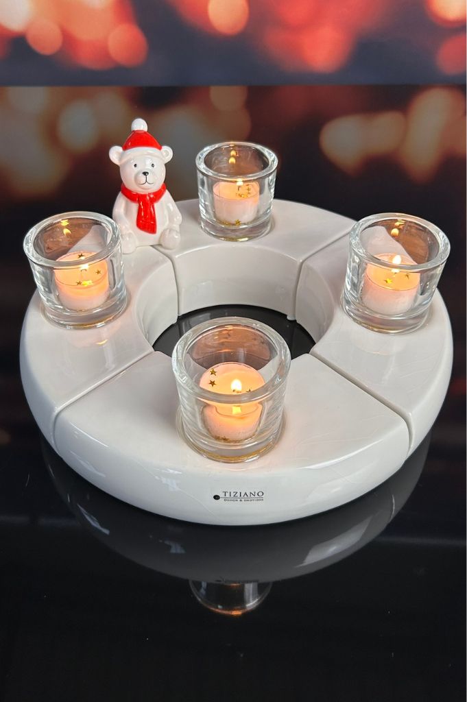 Adventskranz Swing 31cm 4 geteilt mit Marit Glas