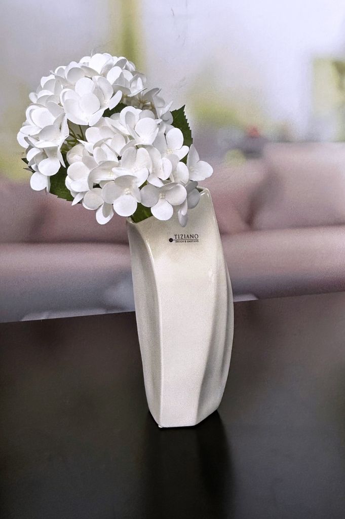 Vase Tabiano 31cm creme-weiß