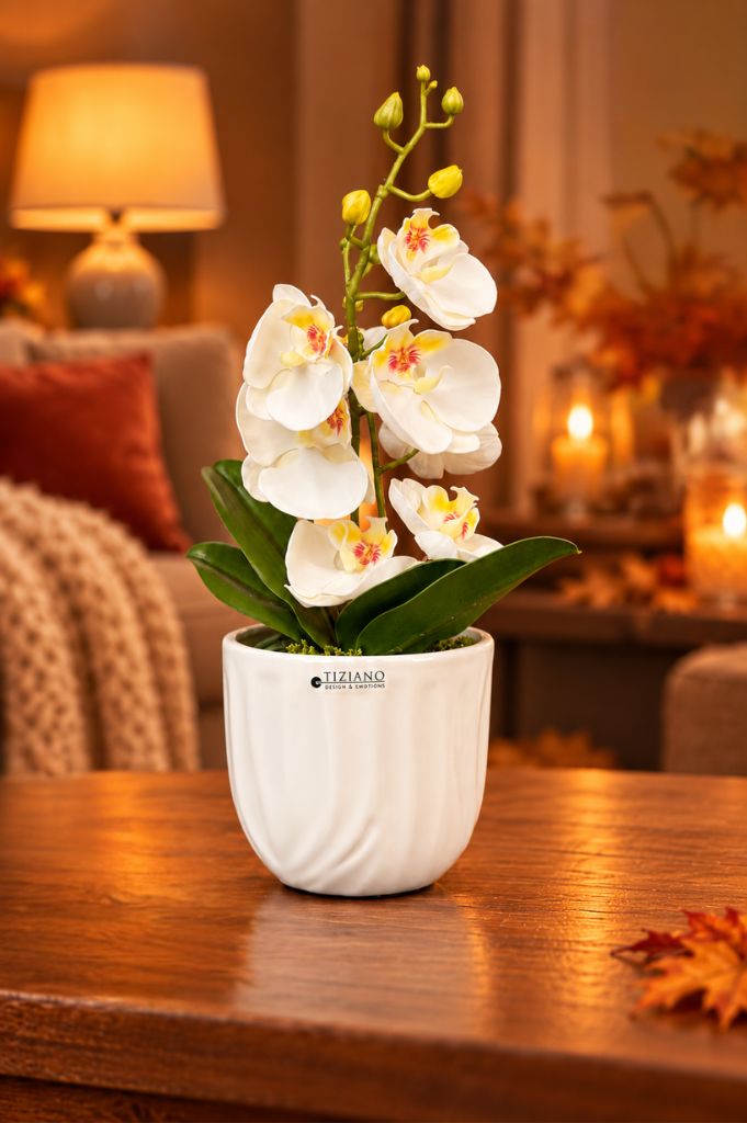 Orchideenkübel Tarano 13cm creme-weiß