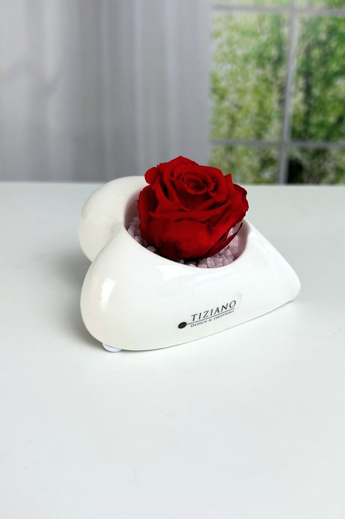 Teelicht Amore mit Rose seitlich