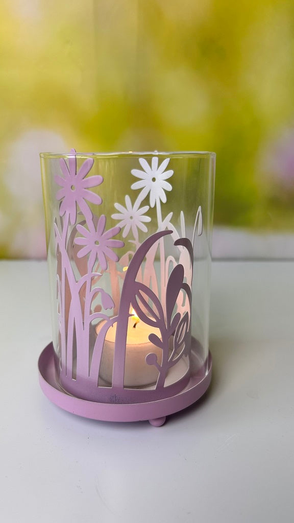 Windlicht rosa Osterhase Glaseinsatz 11cm