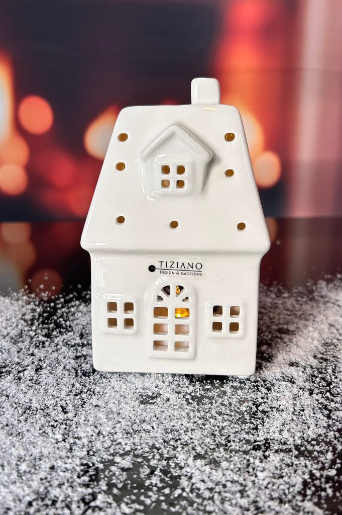 D 8 Deko Teelicht Bauernhaus Corlo 16cm creme-weiß