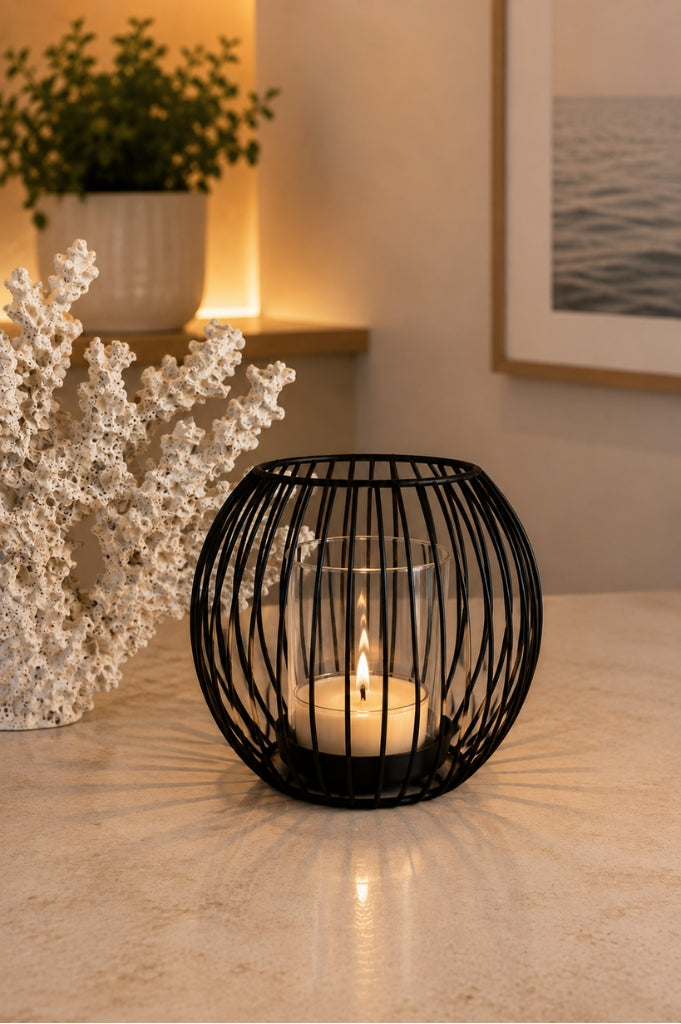 Tischlicht Dusk schwarz mit Glas