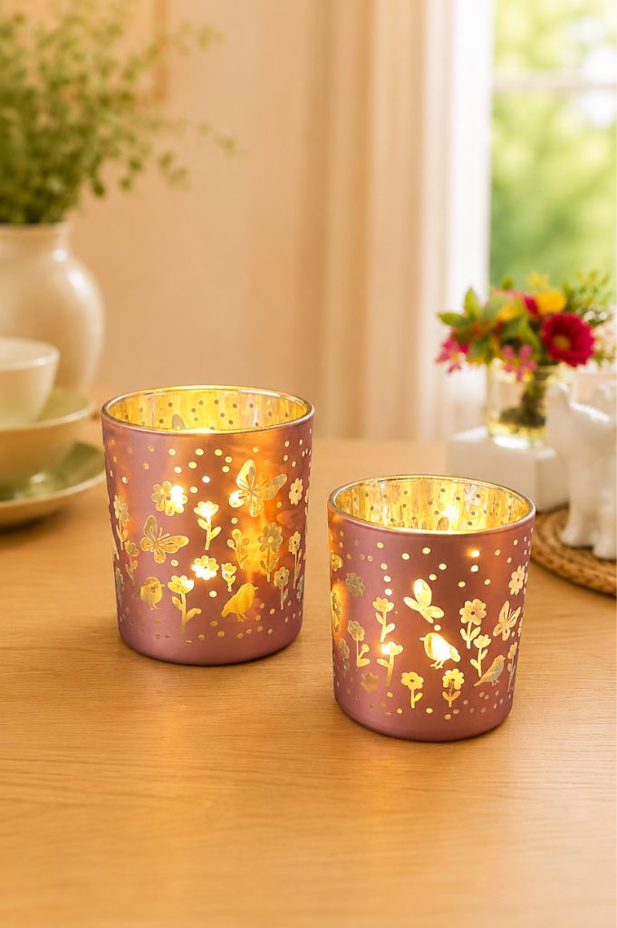Tischlicht Polline mit Blumen rosa